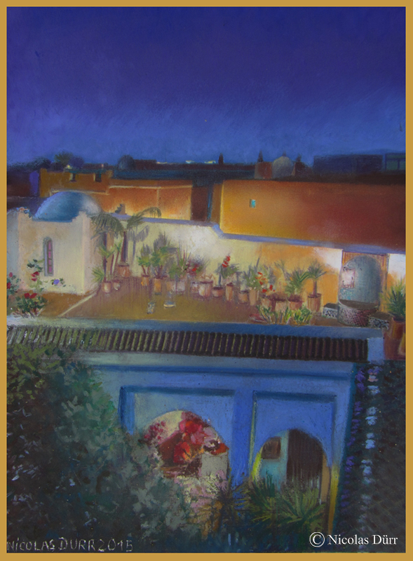 Aquarelles et pastels au Riad Sahara Nour, Marrakech, 2013 et&nbsp;2015