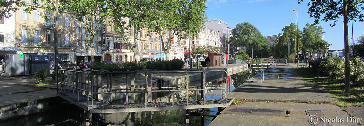 Le Bassin de l&rsquo;Embouchure, le bas-relief et les écluses du Canal du Midi sur Toulouse en photos et&nbsp;aquarelles