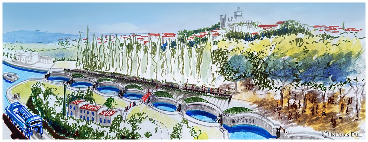 Les  neuf écluses de Fontsérannes, février 2024… et L&rsquo;Intelligence Artificielle.