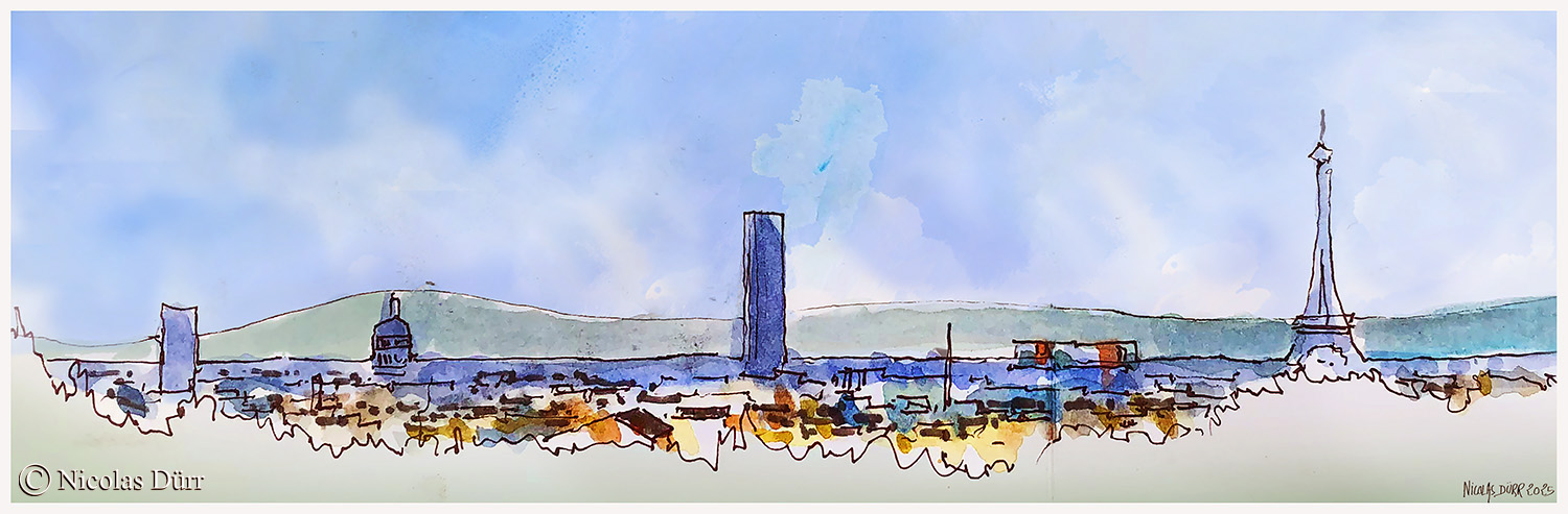 Vue panoramique de Paris depuis le quartier de Ménilmontant.